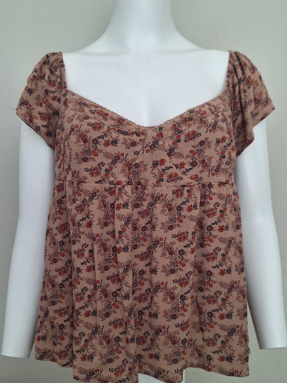 Volcom Tan Knit Top Floral Size XL (12)